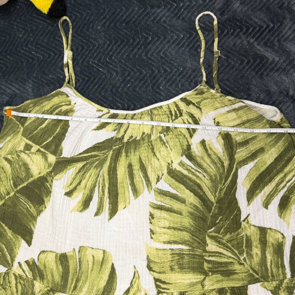 H&M Tropical Leaf Print Midi Dress 🌿 Green & White Size M - Picture 9 of 16